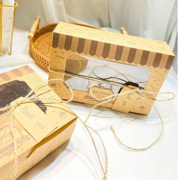 Enveloppe cadeau 12 PCS Boîte d'emballage en papier kraft avec fenêtre transparente Boîtes à gâteau de bonbons biscuit de mariage Cookie favori