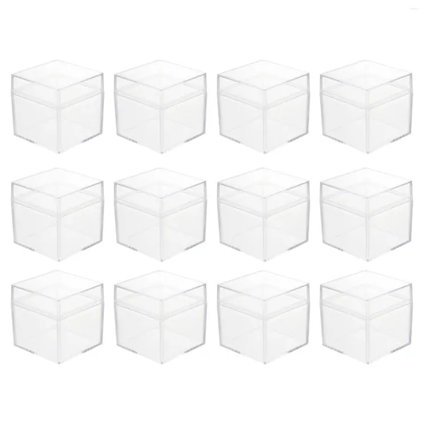 Emballage cadeau 12 pièces boîte de rangement carrée boîtes à bonbons mariage Favoe sucre Cube sacs en plastique transparent bébé