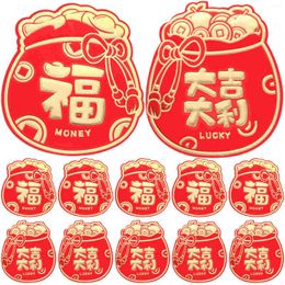 Emballage cadeau 12 pièces portefeuilles fête du printemps enveloppe rouge paquets d'année pochette d'argent sacs en papier de Style chinois