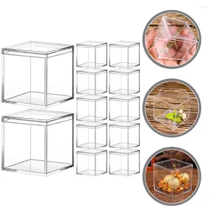 Geschenkwikkeling 12 PCS Wedding Favor Boxes Mini Square Containers Acryl Deksel Clear Box Candy Display