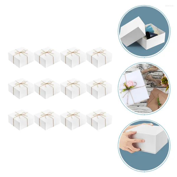 Enveloppe cadeau 12 PCS Bo￮tes blanches Bo￮te en papier Emballage pratique avec corde