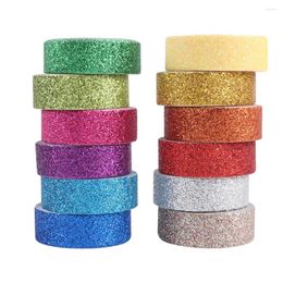 Geschenkwikkeling 12 Rolletjes 15 mm Scrub Glitter Washi Sticky Roll Decor Scrapbooking Sticker Maskering Papier Decoratie Tape Adhesive School Supply