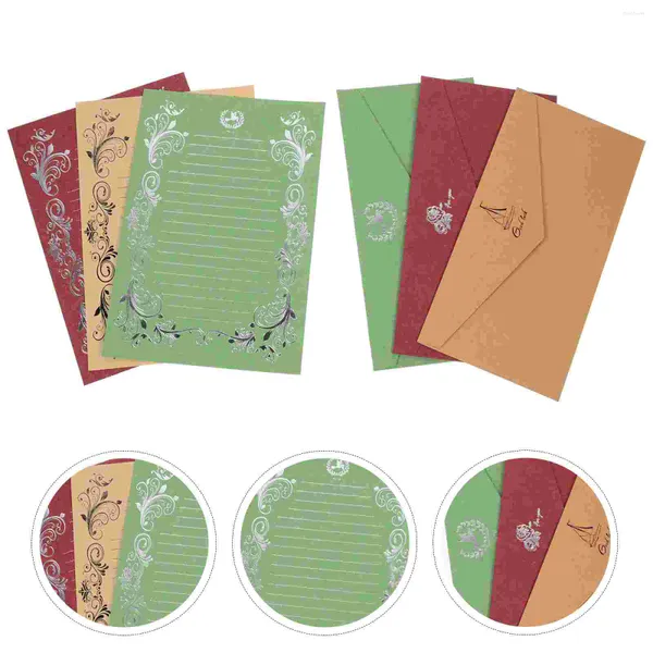 Emballage cadeau 12 ensembles Vintage Stamping Envelope Enveloppes colorées Invitation Papiers à lettre Lettre Élégant Simple Emballage