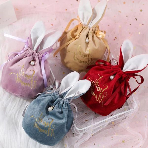 Emballage cadeau 12PC Oreilles Sacs de velours de luxe avec chaîne de perles Fête d'anniversaire de Noël Cooikes Boîtes de bonbons Bijoux