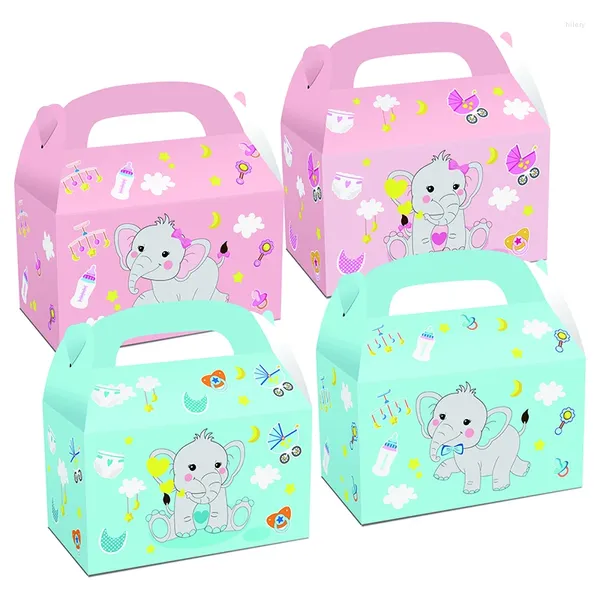 Envoltura de regalo 12pc/lot encantadora caja de dulces de elefante para bebés portátiles portátiles para suministros de fiesta de cumpleaños decoración del espectáculo