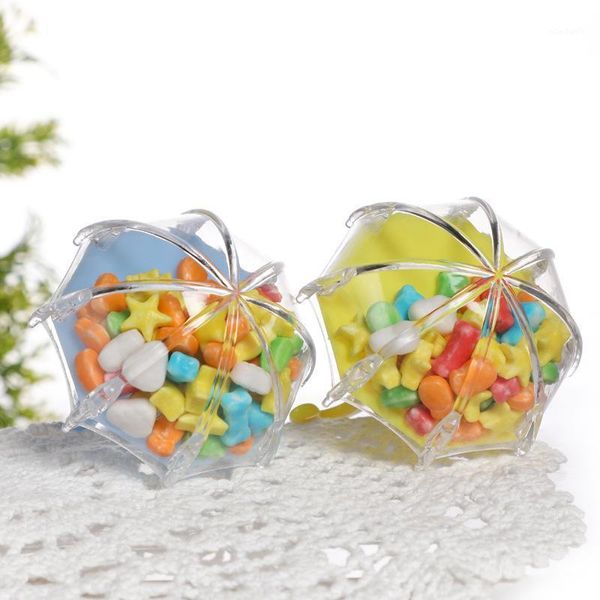 Envoltura de regalo 12 piezas Mini paraguas de plástico en forma de cajas de dulces Favores de banquete de boda Regalos de Baby Shower Recuerdos Encantador pequeño estuche Decoraciones de cumpleaños