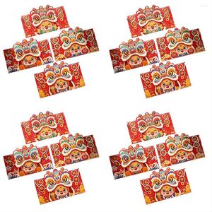 Enveloppe-cadeau 12pcs 2024 Spring Festival National Tide Red Enveloppe Lion Dance Year's Bag Chinese