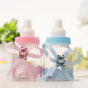 Geschenkwikkeling 12 stks Baby Shower Blue Boy Pink Girl Box Fles Doop Doop Candy Boxes Verjaardagsfeestje Favors