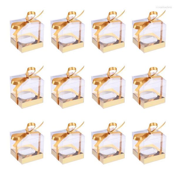 Cadeau cadeau 12pcs boîtes de gâteaux d'anniversaire PVC organisateurs d'emballage avec boîte de ruban bébé douche fête de mariage Noël