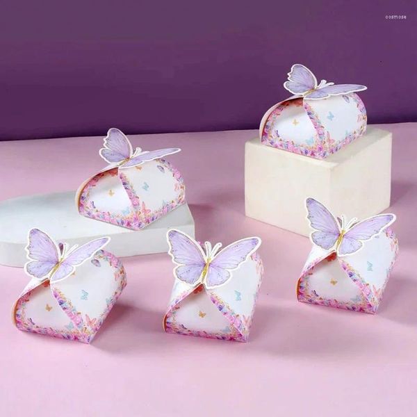 Enveloppe cadeau 12pcs Boîte papillon Boîte de bonbons rose Purple Birthday S Supplies de mariage Baby Shower Cookie Cadeaux Boîtes
