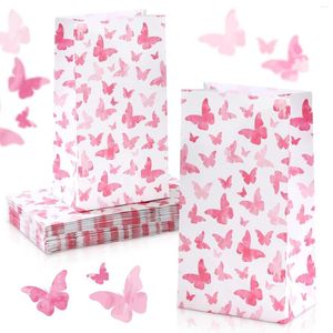 Emballage cadeau 12 pièces papillon fête bonbons Goodie sacs anniversaire décorations papillons papier pour fille rose décors