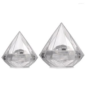 Geschenkomschakeling 12 % Candy Boxes Diamond Shape Wedding Box Transparante plastic verpakking 367A