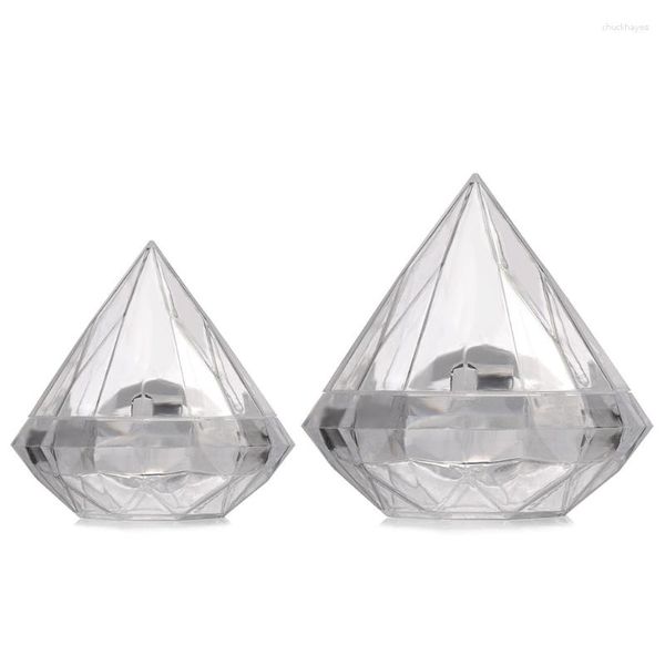 Cadeau cadeau 12pcs boîtes de bonbons boîte de mariage en forme de diamant emballage en plastique transparent