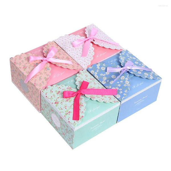 Emballage cadeau 12 pièces boîtes à bonbons pliantes décoratives petit motif Floral emballage sacs à nœud papillon pour mariage