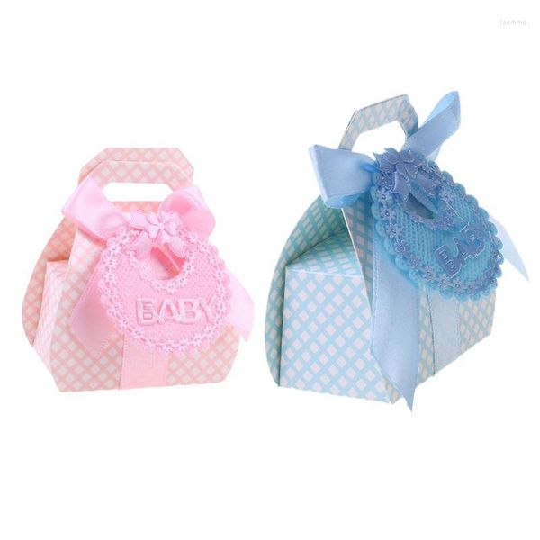 Cadeau cadeau 12pcs boîtes de bonbons avec ruban porte-biscuits au chocolat pour bébé douche baptême fête invités amis tablier mignon conception