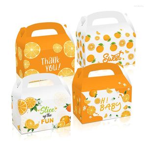 Envoltura de regalo 12 unids Caja de naranja de dibujos animados Tema de fruta Caramelo Boda Fiesta de cumpleaños Baby Shower Favores Bolsa Pastel de galletas caseras