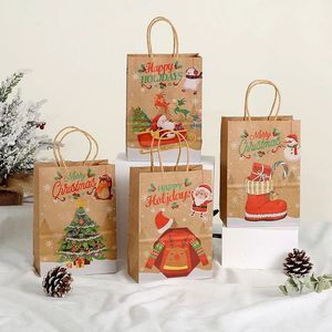 Cadeau Wrap 12pcs Sacs cadeaux de Noël Sacs en papier Réveillon de Noël Année Fête Chocolat Nougat Emballage Kraft Papier Pochettes En Gros 231214
