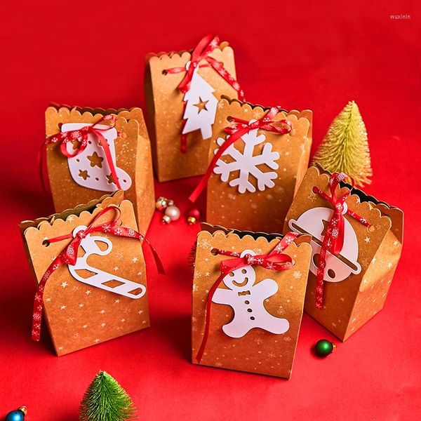 Emballage cadeau 12 pièces sacs de cadeaux de noël Kcaft papier boîte à bonbons avec étiquette cadeau faveur de fête de noël pour le décor de l'année