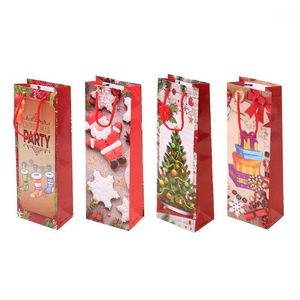 Geschenkomschakeling 12 stks kerst papier Wijnflesjes Herbruikbaar Huidige verpakking Pouch X4YD1