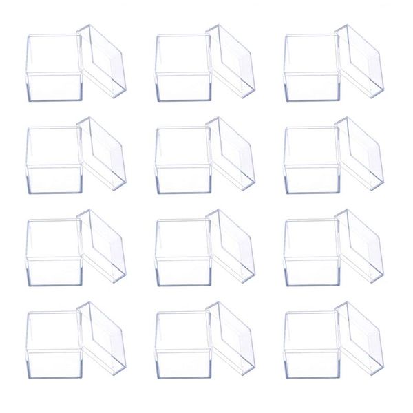 Cadeau cadeau 12pcs clair acrylique carré cube boîte de bonbons boîtes de friandises conteneurs pour fête de mariage baby shower faveurs emballage casegift