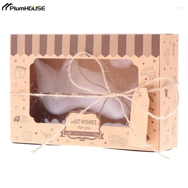 REFORMA DE REFECCIÓN 12 PPC Cajas de panadería de galletas con la ventana Rollos de cajas de cajas de cuerda Pastry Treat para galletas de chocolate Strawbe