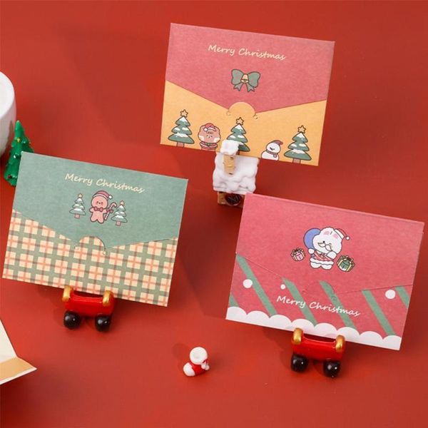 Papier cadeau 12 pièces créatif joyeux noël petites cartes de voeux enfants Mini année carte postale carte fête de noël