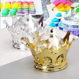 Geschenkwikkeling 12 stks kroon mini cake stand chocoladecontainer met helder deksel snoeppakket gunsten tafel zoete decors verjaardagsfeestje benodigdheden