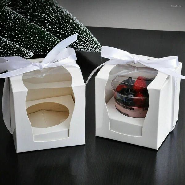 Cadeau cadeau 12pcs boîte d'emballage de cupcake sacs en papier kraft blanc sac de dessert portable fête de mariage