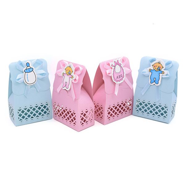 Emballage cadeau 12 pièces mignon bébé douche boîte-cadeau boîte à bonbons garçon fille bébé douche faveurs sac enfants fête d'anniversaire sexe révéler fête fournitures 230621