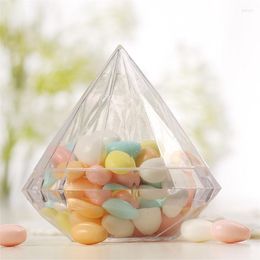 Papel de regalo, 12 Uds., caja de dulces transparente con forma de diamantes, plástico de calidad alimentaria, recuerdo creativo para fiesta de boda, recuerdo para niños, decoración del hogar familiar