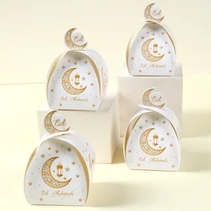 Enveloppe cadeau 12pcs Eid Mubarak Box Candy Box Ramadan Cookie Chocolate Boxes Packaging Sacs Decoration 2024 Muslim Party Supplies