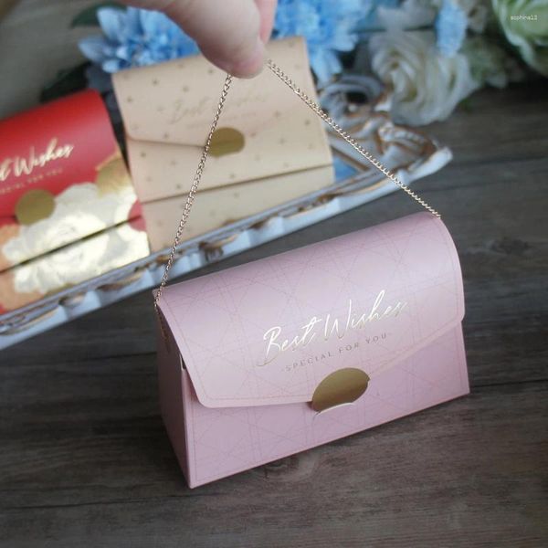 Reportación de regalos 12 piezas Caja de papel de bolso dorada con mango de chocolate Candy Little Empackaging Bedding Birthday Party Favors Decor