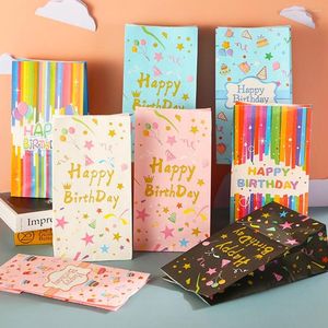 Cadeauverpakking 12 stuks gelukkige verjaardagszakken kinderpapier roze blauw snoepkoekje kinder gunst