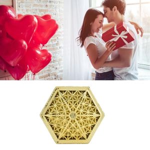Enveloppe-cadeau 12pcs creux de bonbons creux en plastique Hexagonal carré Conteneur pour les fournitures de douche nuptiale de mariage