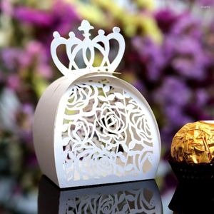 Emballage cadeau 12 pièces évider dentelle couronne Rose boîte à bonbons fête mariage fournitures 5 4.6 7CM pour chocolat