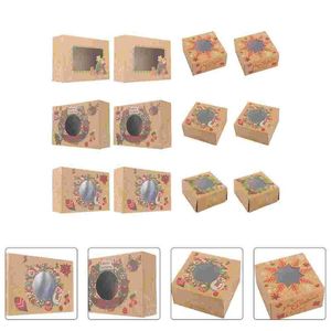 Geschenkomschakeling 12 stks Kraft Paper Bakery Boxes Dessert Packing Cases met Windowegift