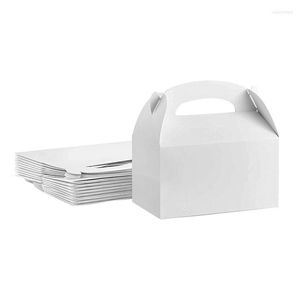 Papel de regalo 12 Uds. Cajas plegables de papel Kraft para pasteles con asa marrón Navidad caramelo Gable caja Cupcake dulce paquete envoltura artesanal