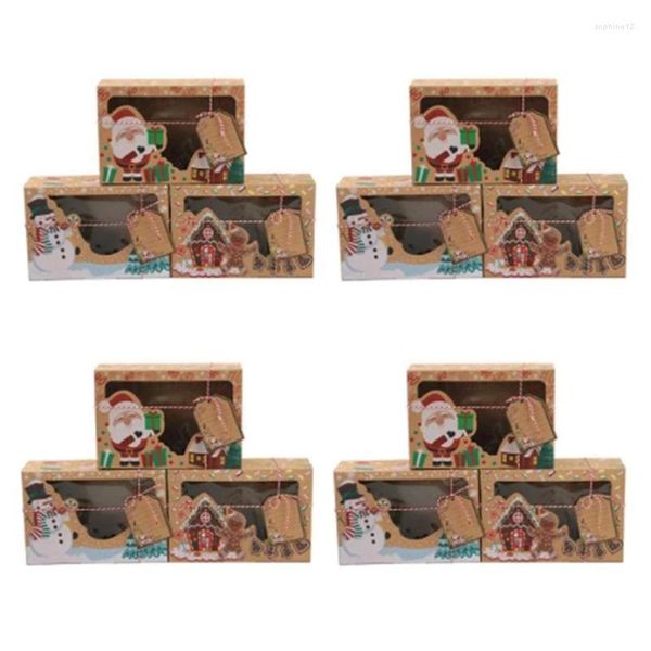 Envoltura de regalo 12 unids Papel Kraft Caja de Navidad Caja de Navidad Titulares de favor Goody Candy Cajas de galletas para