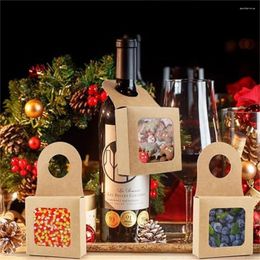 Cadeau cadeau 12pcs boîtes de bouteilles de vin kraft avec fenêtre suspendue boîte de papier durable pliable fournitures de fête de mariage décoratives