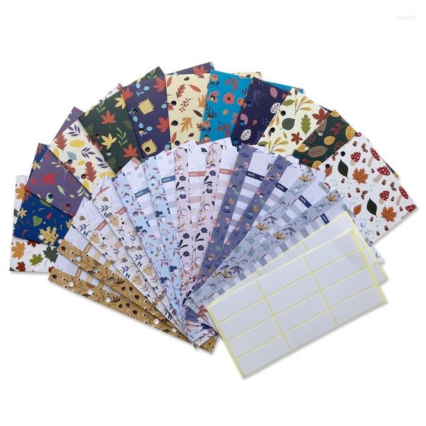 Papel de regalo 12 piezas sobres laminados Hojas de presupuesto Juego de pegatinas Juego de bolsillos en efectivo para mujeres