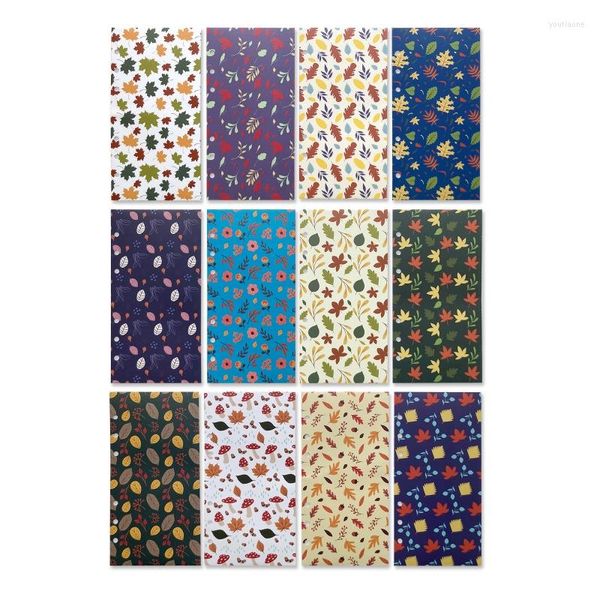 Papel de regalo 12 piezas sobres laminados Floral presupuesto hojas pegatinas Set bolsillos en efectivo billetera Kit carpeta para niña mujer Y3NC