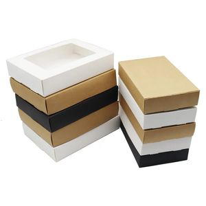 Cadeau Wrap 12pcs / lot brun carton cadeau boîte blanc paquet papier carton boîte kraft papier savon à la main emballage artisanat boîte pliante 231017