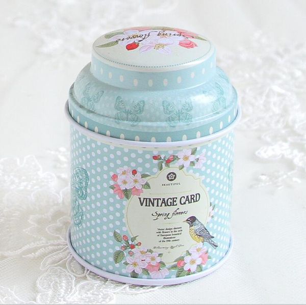 Envoltura de regalo 12 unids / lote Mini Caja de lata de hierro floral Caja de almacenamiento de té de floración sellada Cajas de dulces Regalo