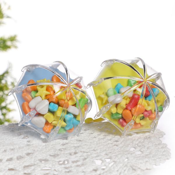 Papel de regalo 12 Uds Mini paraguas de plástico en forma de caja de dulces favores de fiesta de boda decoración de Baby Shower 221202