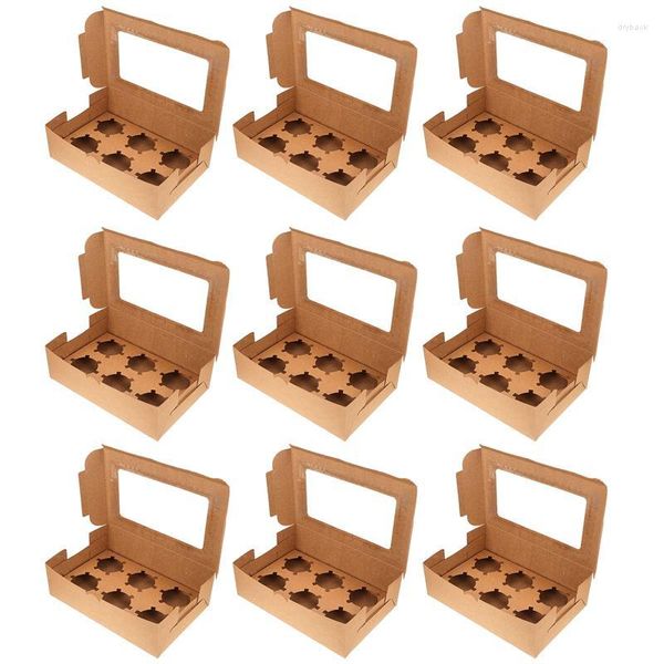 Papel de regalo 12 piezas Muffin Cupcake Boxes Embalaje Papel Cake Contenedores (Blanco)