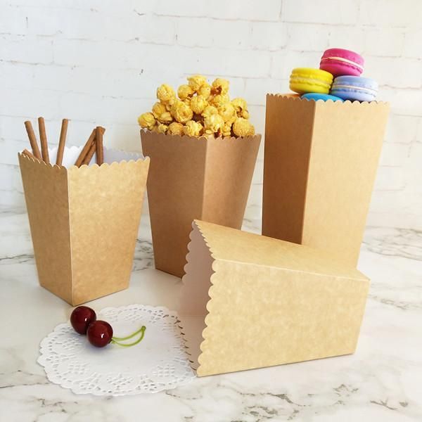 Cadeau cadeau 12pcs Kraft naturel Treat Popcorn Box pour la fête de mariage Décoration de Noël Anniversaire Candy Cups1