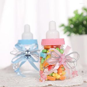 Envoltura de regalo 12 unids Pink Baby Shower Dragees Caja de dulces Bautismo para invitados Género Revelar Nacimiento Cumpleaños Niña Niño Nacido Biberón