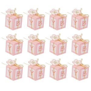 Emballage cadeau 12 pièces rose bleu boîtes à bonbons pour fille garçon bébé douche faveur anniversaire décor enfants et boîte