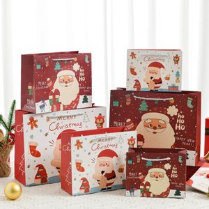 Cadeau Wrap 12pcs Santa Elk Tote Sacs en papier Épaissi Sacs-cadeaux horizontaux Sacs-cadeaux de Noël Sacs-cadeaux de fête Fournitures d'anniversaire Sacs de bonbons 231102