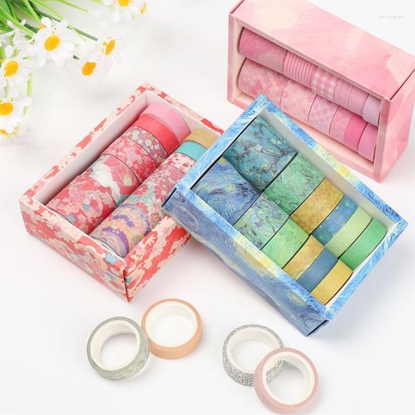 Enveloppe-cadeau 12pcs / Set Green Plant Washi Tape Washi Multi-Color Masking Adhesive Sticker Scrapbooking Diary Stationery Supply